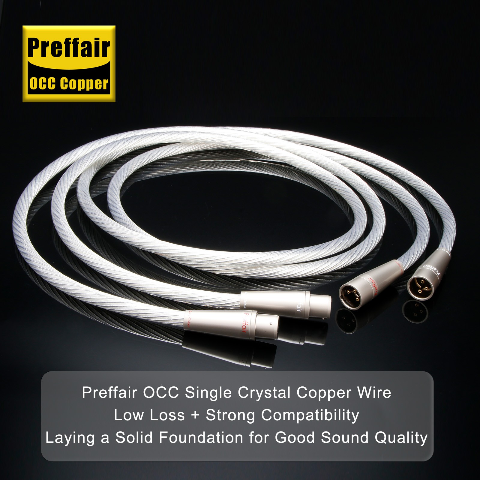 Pair 3Pin 2XLR to 2XLR Plug 8Cores OCC Copper Silver Plated Audio Cable