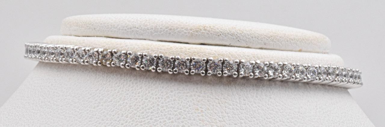 Estate 925 Sterling Silver & 3ct+ Clear round CZ ladies TENNIS Bracelet 7.4"