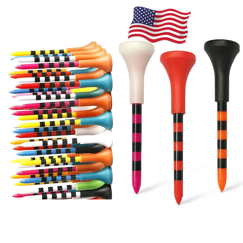 Unbreakable 50PCS Colored Golf Tees 83mm 70mm Tee Holder Friction Reduction Gift
