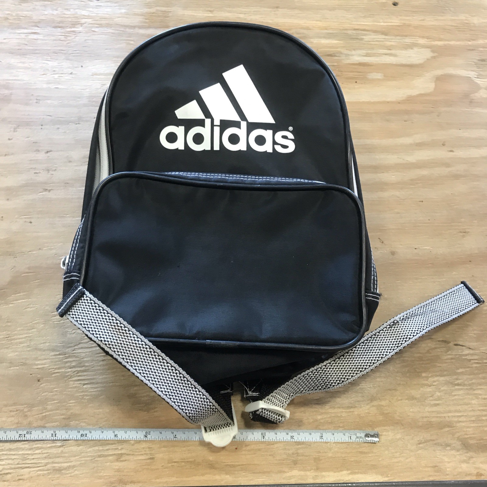 Vintage Adidas Black & White Backpack Small Nylon Unisex Mini Adjustable Straps