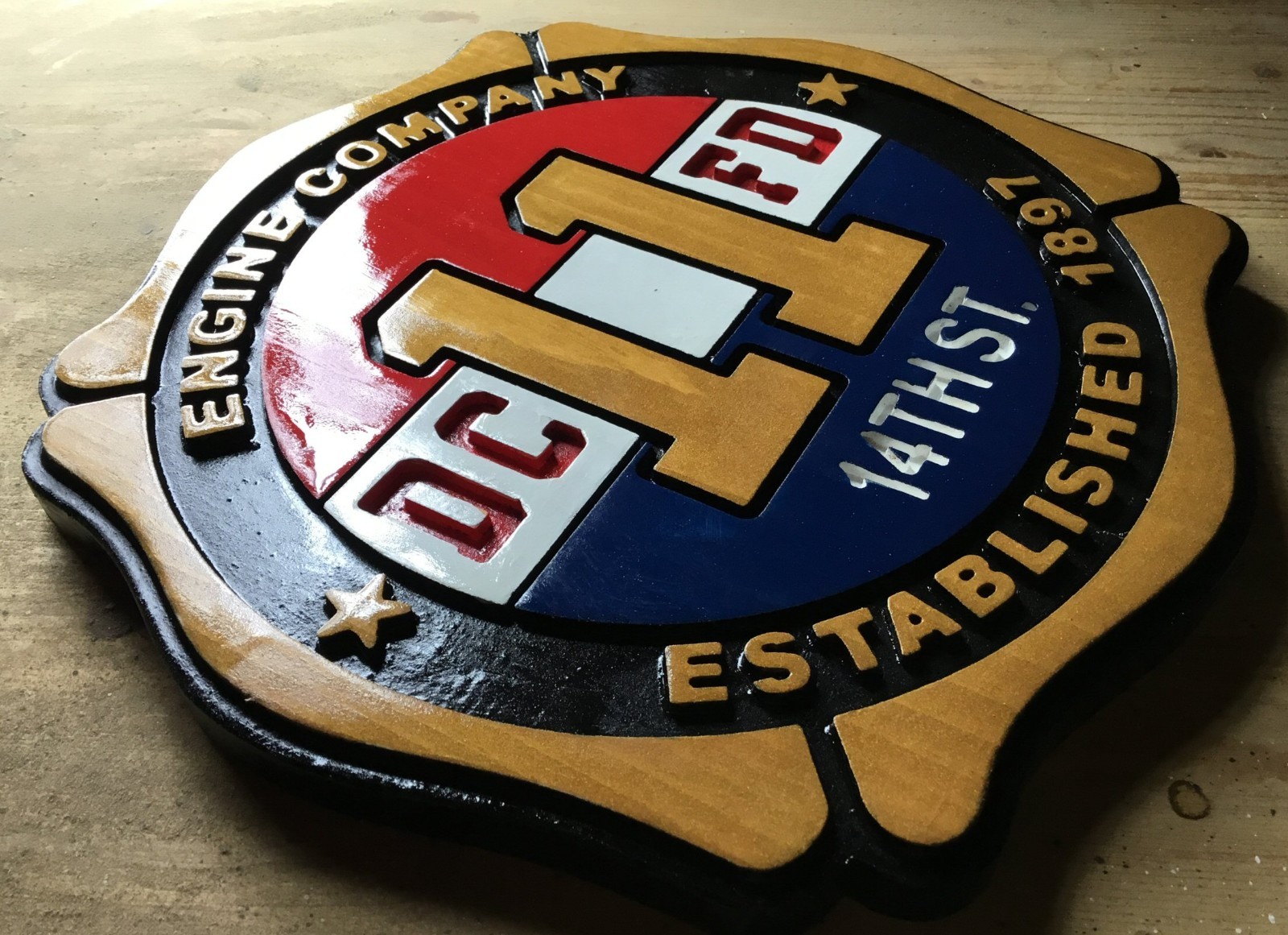 Fire Department DC 11 District of Columbia 3D routed wood patch plaque