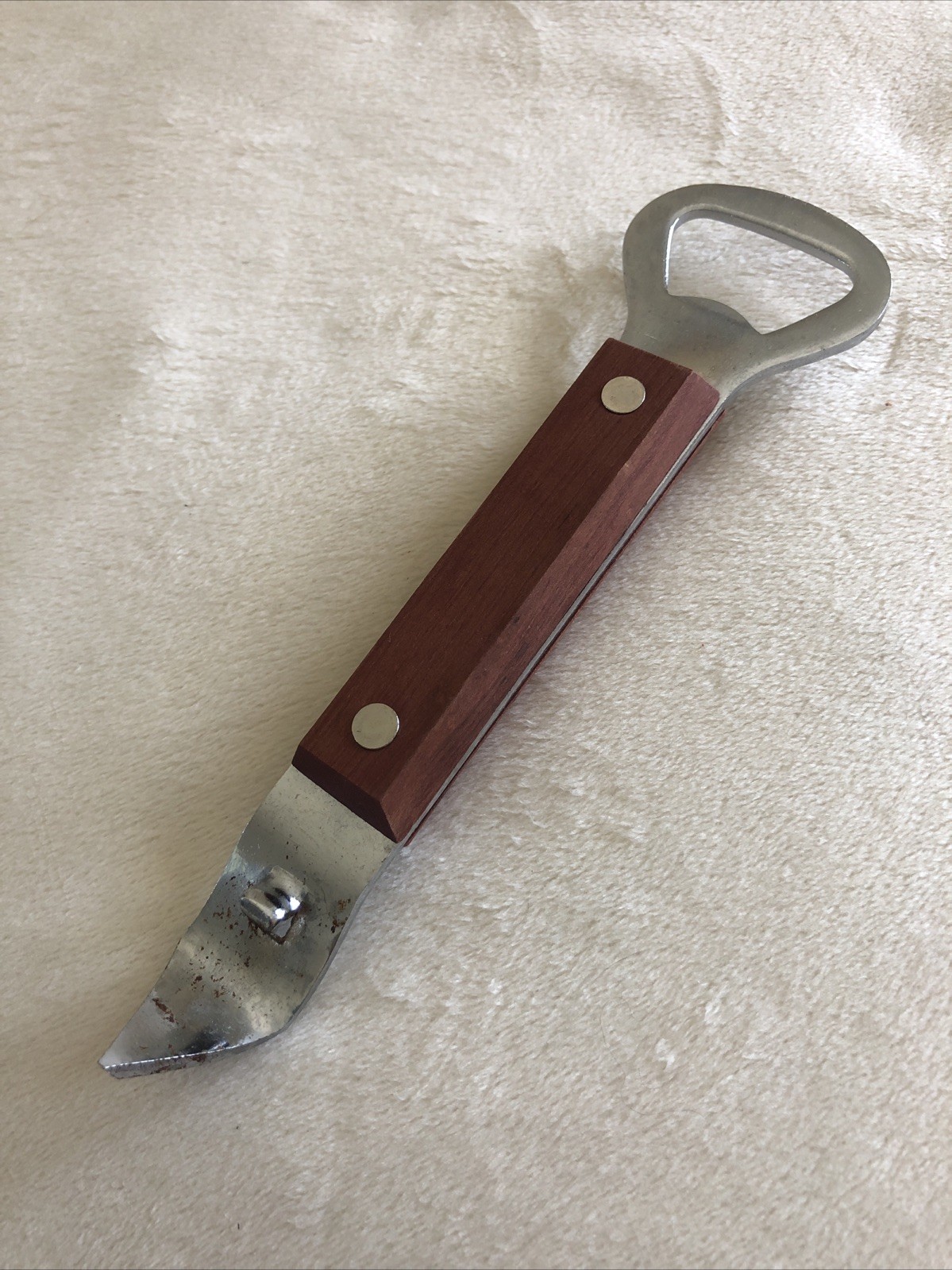 Vtg Wood Handle Bottle & Can Opener Made in Taiwan Breweriana