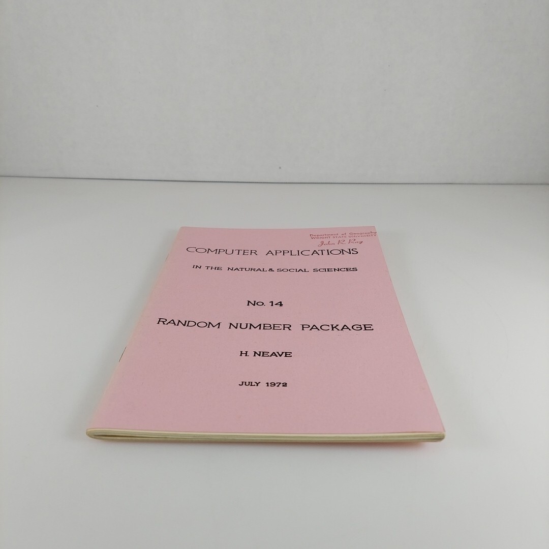 Computer Applications In The Natural & Social Sciences No 14 Random Number Pkg