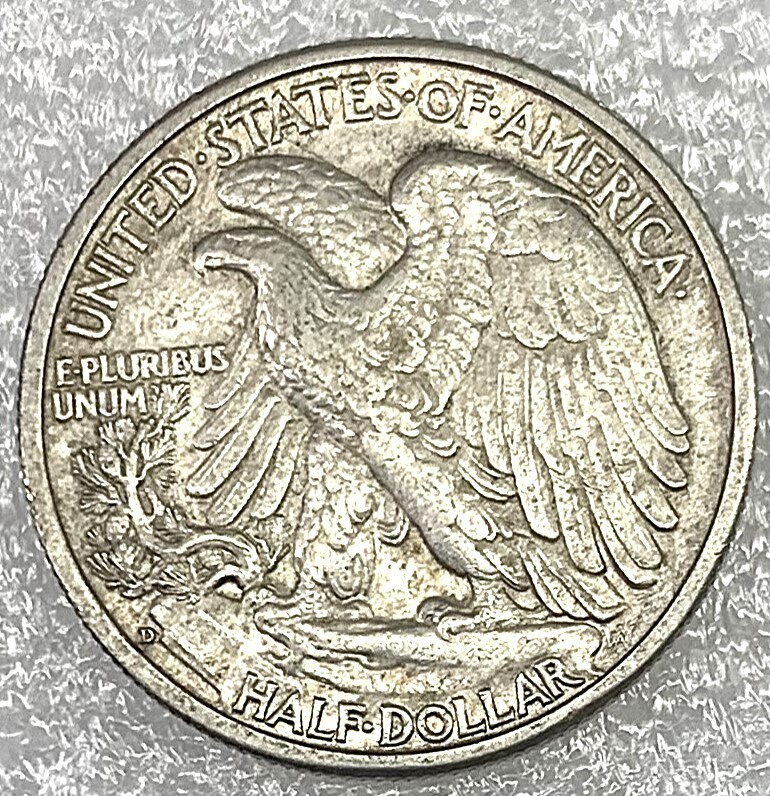 1942 D Walking Liberty Half Dollar 90% Silver AU/UNC