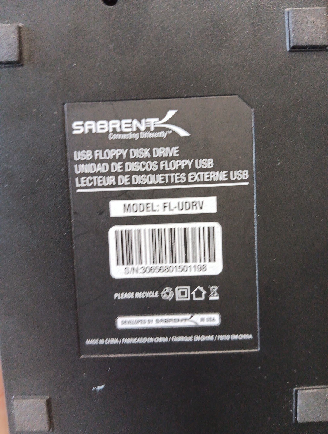 3.5" USB Portable Floppy Diskette Drive External Sabrent