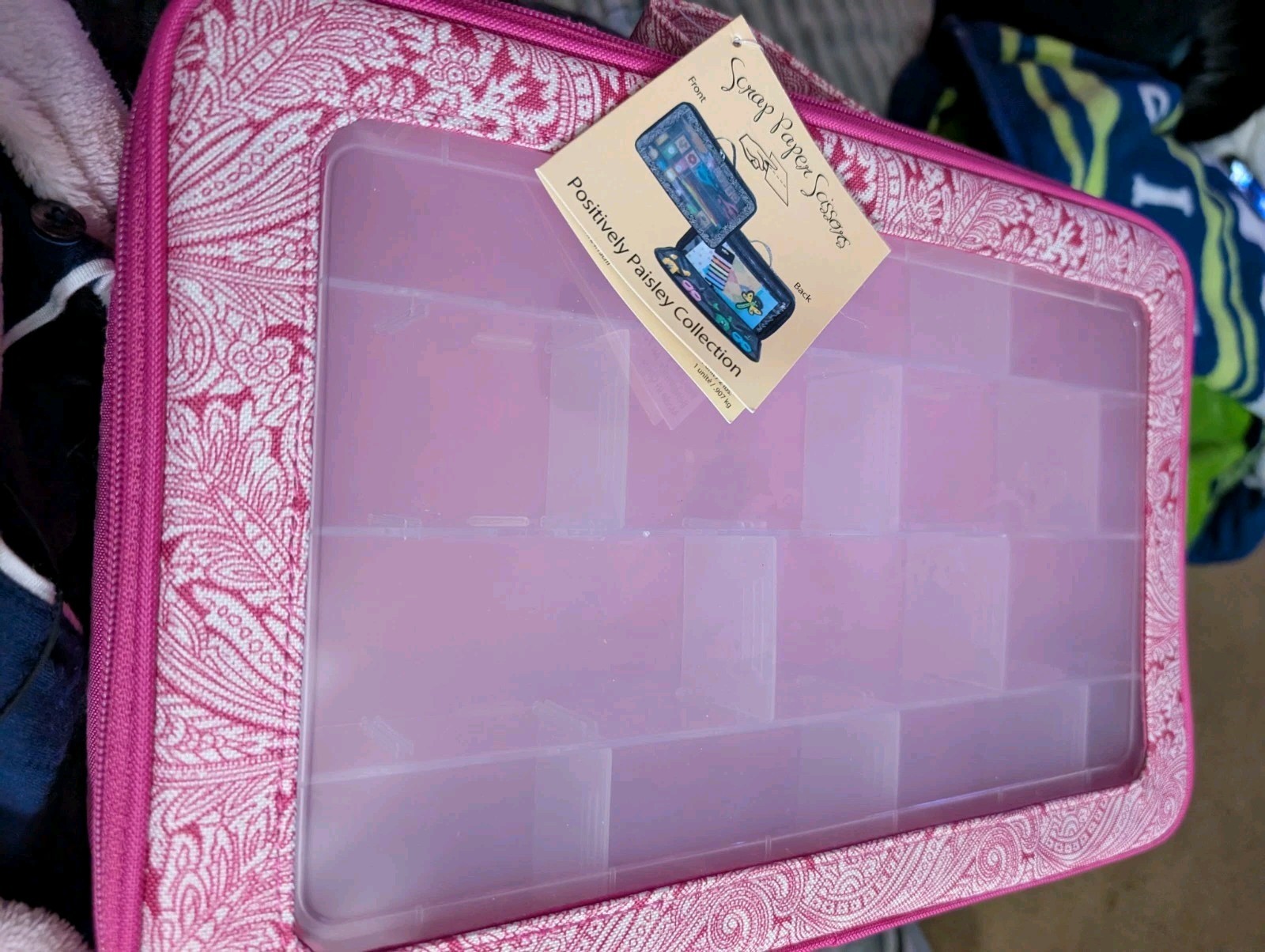 ScrapBook Paper Scissors Paisley Organize Storage Carry All Case