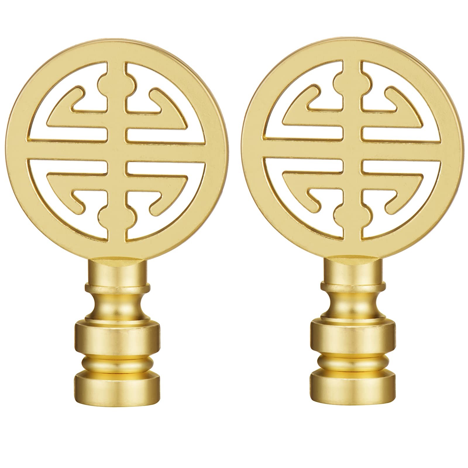 Canomo 2 Packs Oriental Asian Lamp Finial Cap Knob 2.16 Inches, Brass