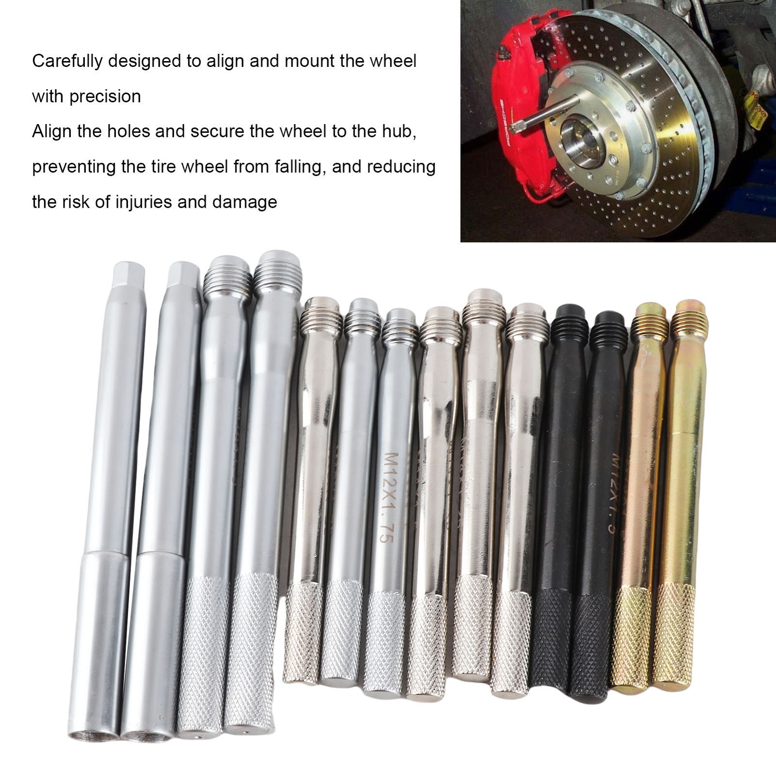 14 PCS Wheel Stud Alignment Pin Carbon Steel Wheel Alignment Balancing Guide