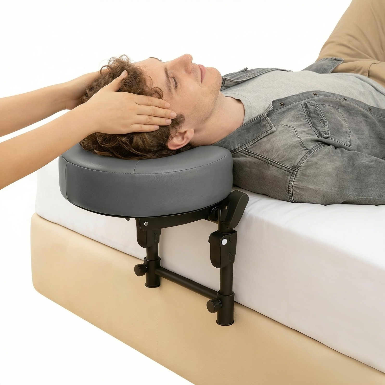 Adjustable Foldable Massage Headrest - Memory Foam Face Cradle for Bed, Portable
