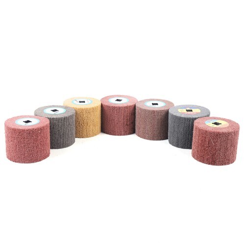 7Pcs Wire Drawing Wheel 60#-600# Grit Drum Burnishing Polishing Buffer Wheel
