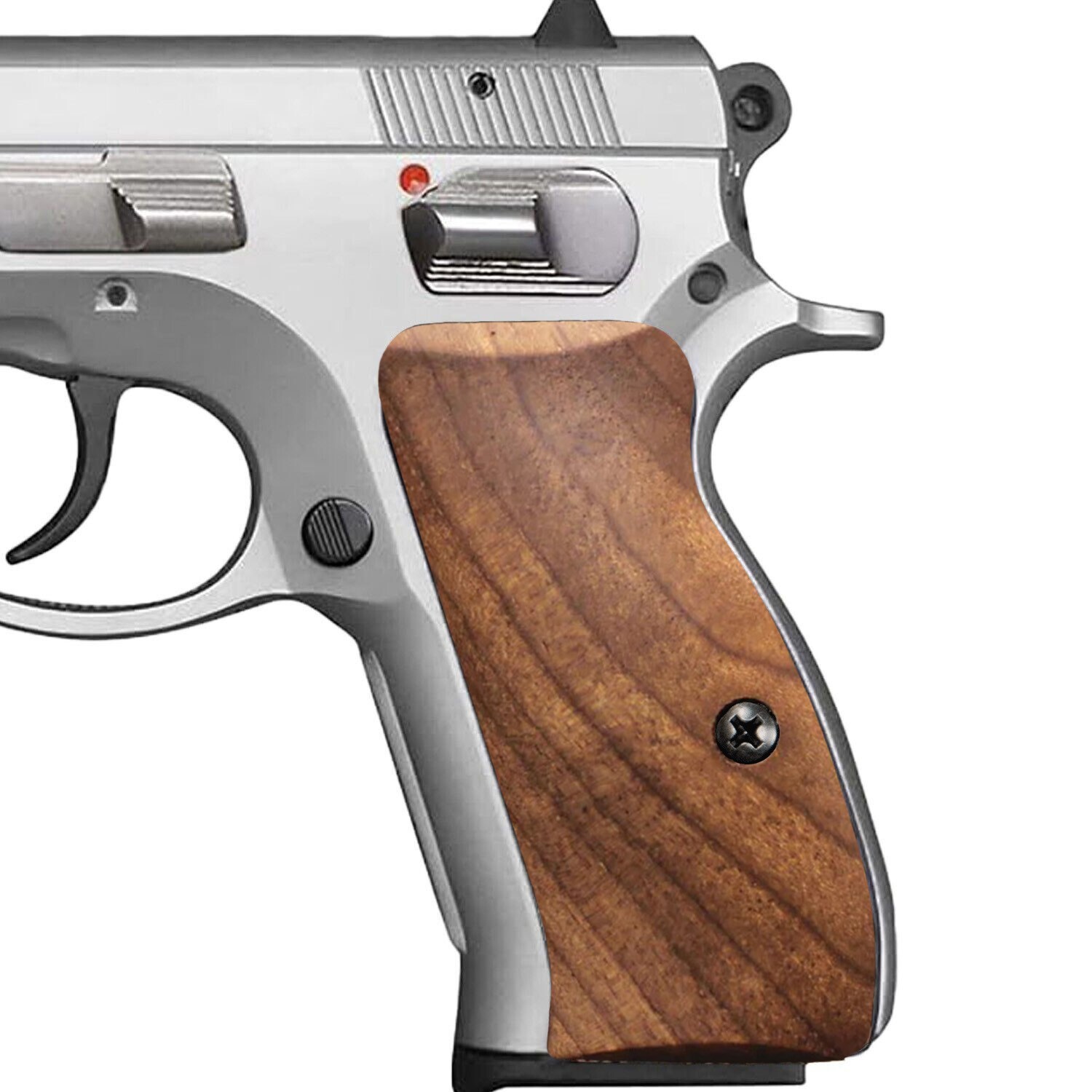 CZ 75 P-01 Compact Pistol Grips Set Turkish Walnut Wood Checkered Gun p01 Grip