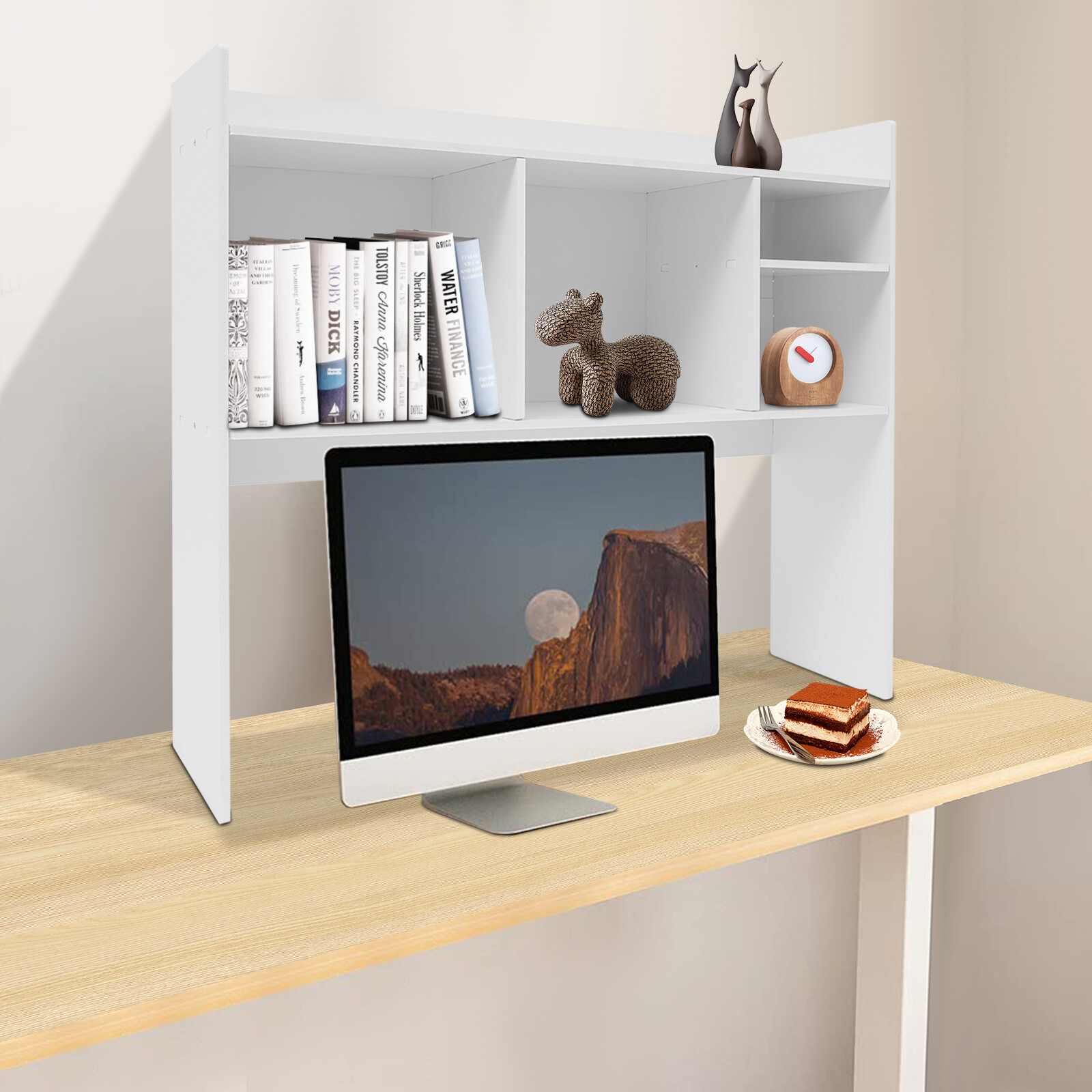 6 Grids Desk Bookshelf Desktop Storage Organizer Display Shelf Rack Dorm Office