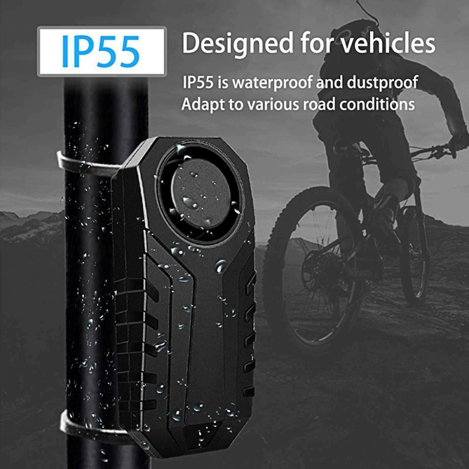 66FT Remote Bike Alarm Vehicle Search 3 Bells Anti Theft for Motorcycle/Ebike