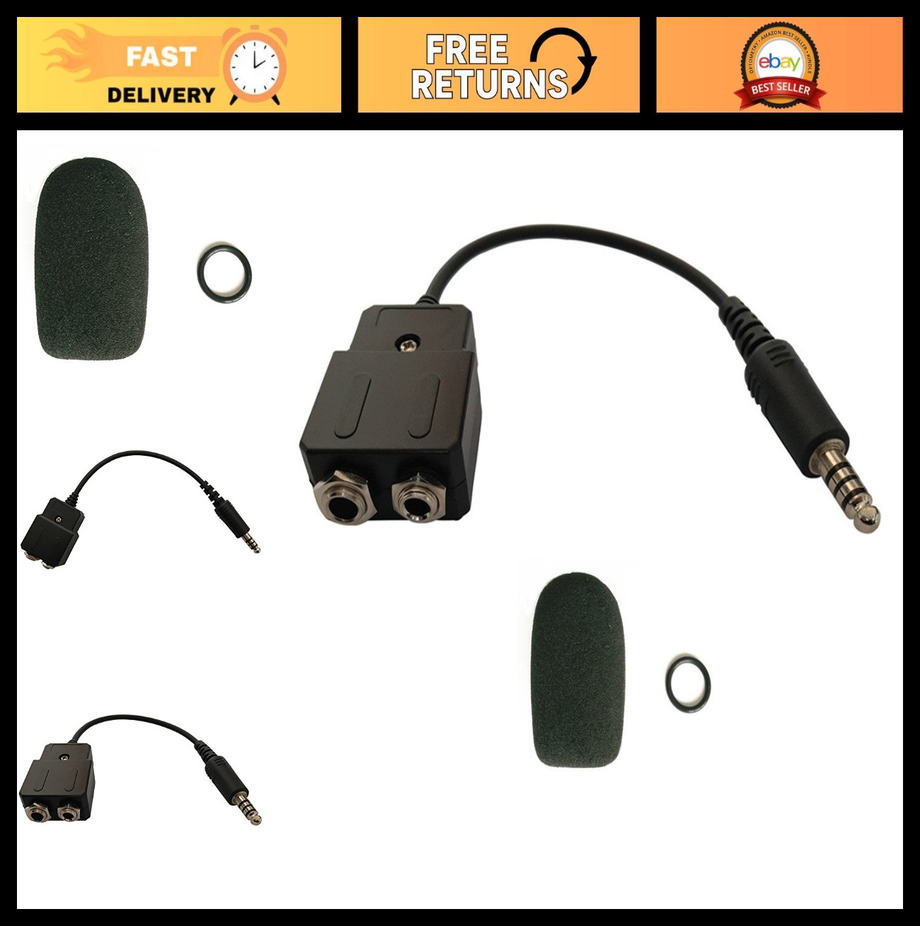 GA Headset to Helicopter Adapter - Twin Plugs to U174U, Durable & Reliable, Comp