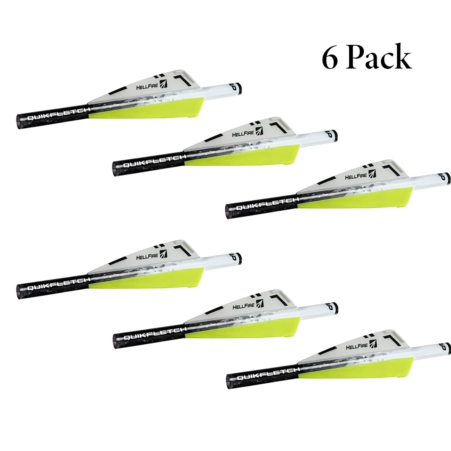 NAP Quickfletch Hellfire STD 3" Arrow Fletching, 6-pack, White/Yellow