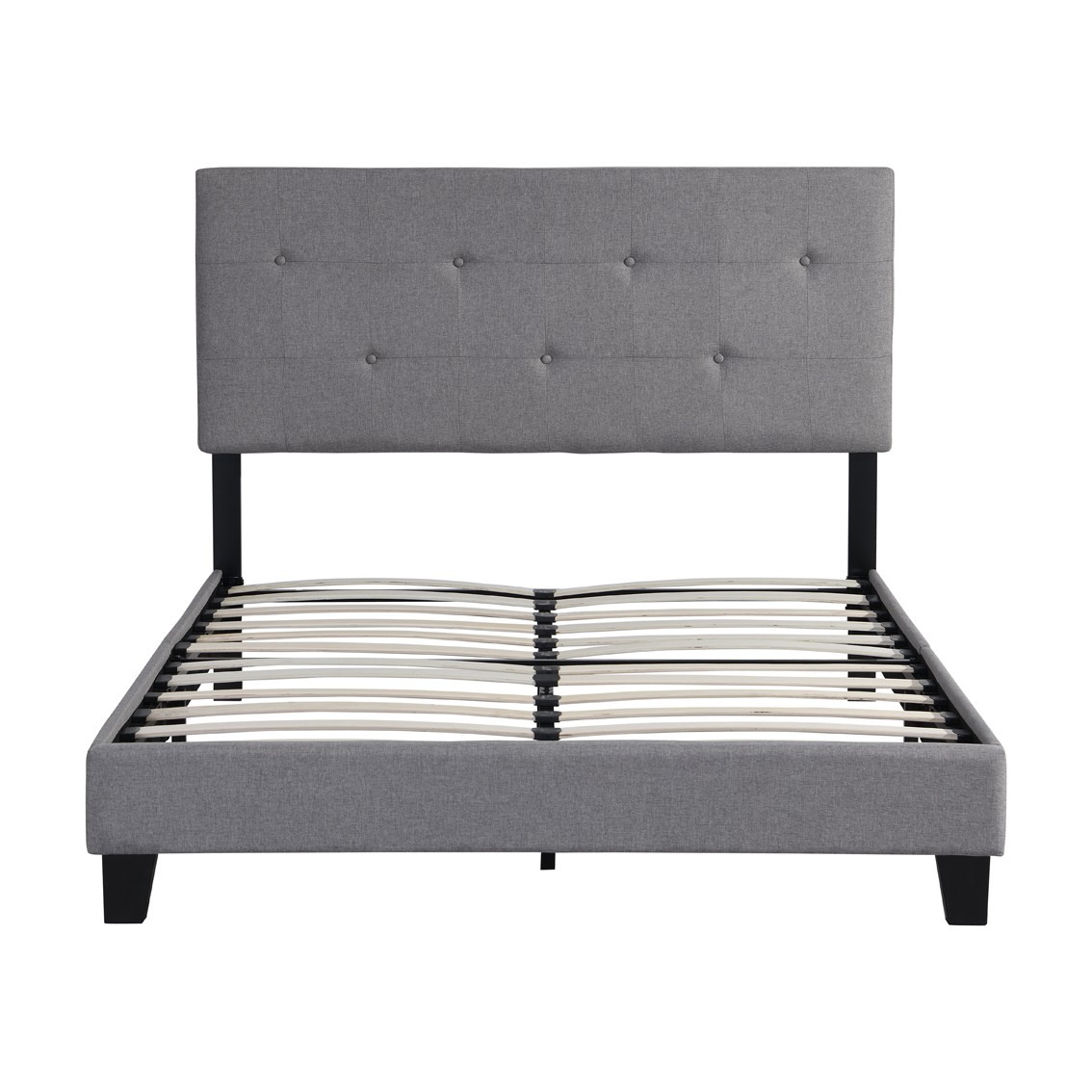 Full Size Upholstered Platform Bed Frame with Modern Button Tufted Linen