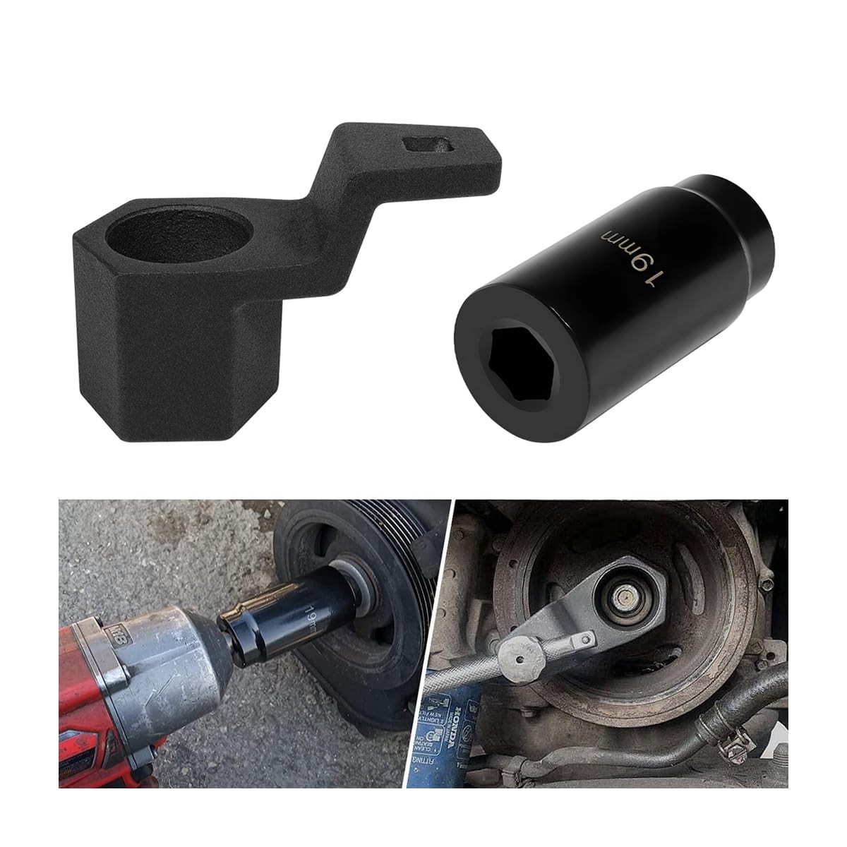 Car Crankshaft Pulley Removal Tool, 19mm Harmonic Balancer Socket & 50mm
