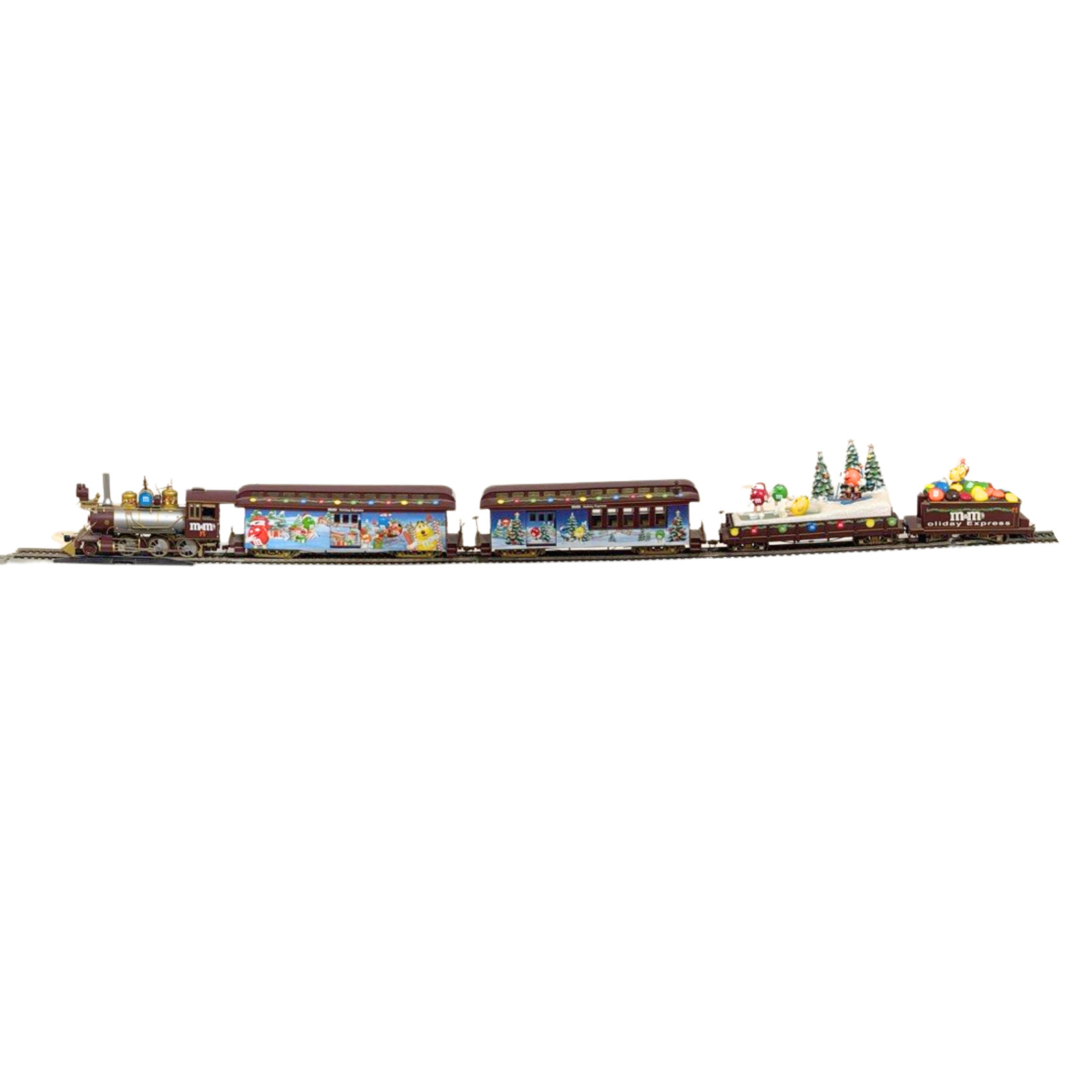 Rare Special Edition Hawthorne Village M&M Five Car Train Set Running Lights