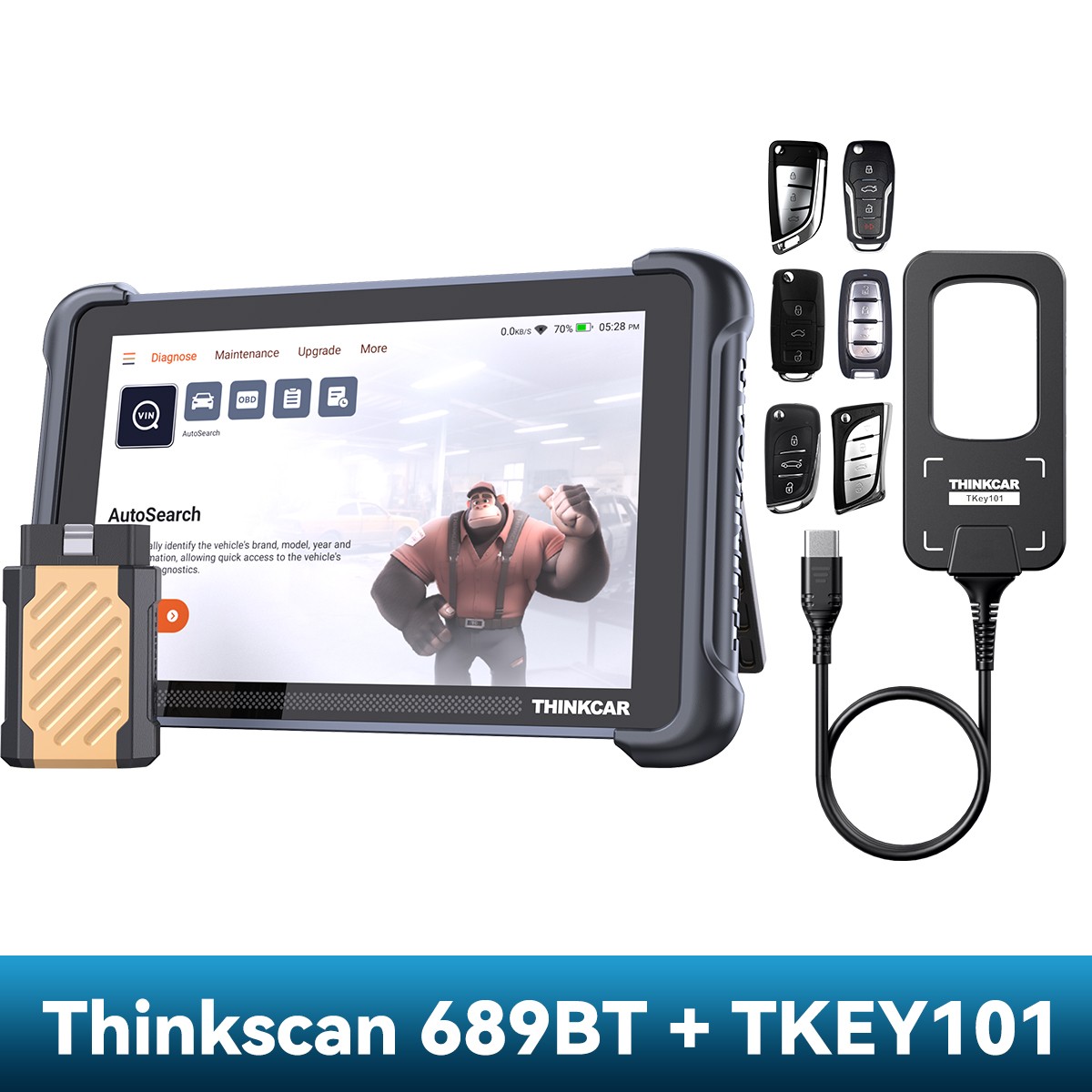 Thinkscan 689BT Car Diagnostic OBD2 Scanner With Thinkcar TKEY101 Key Programmer