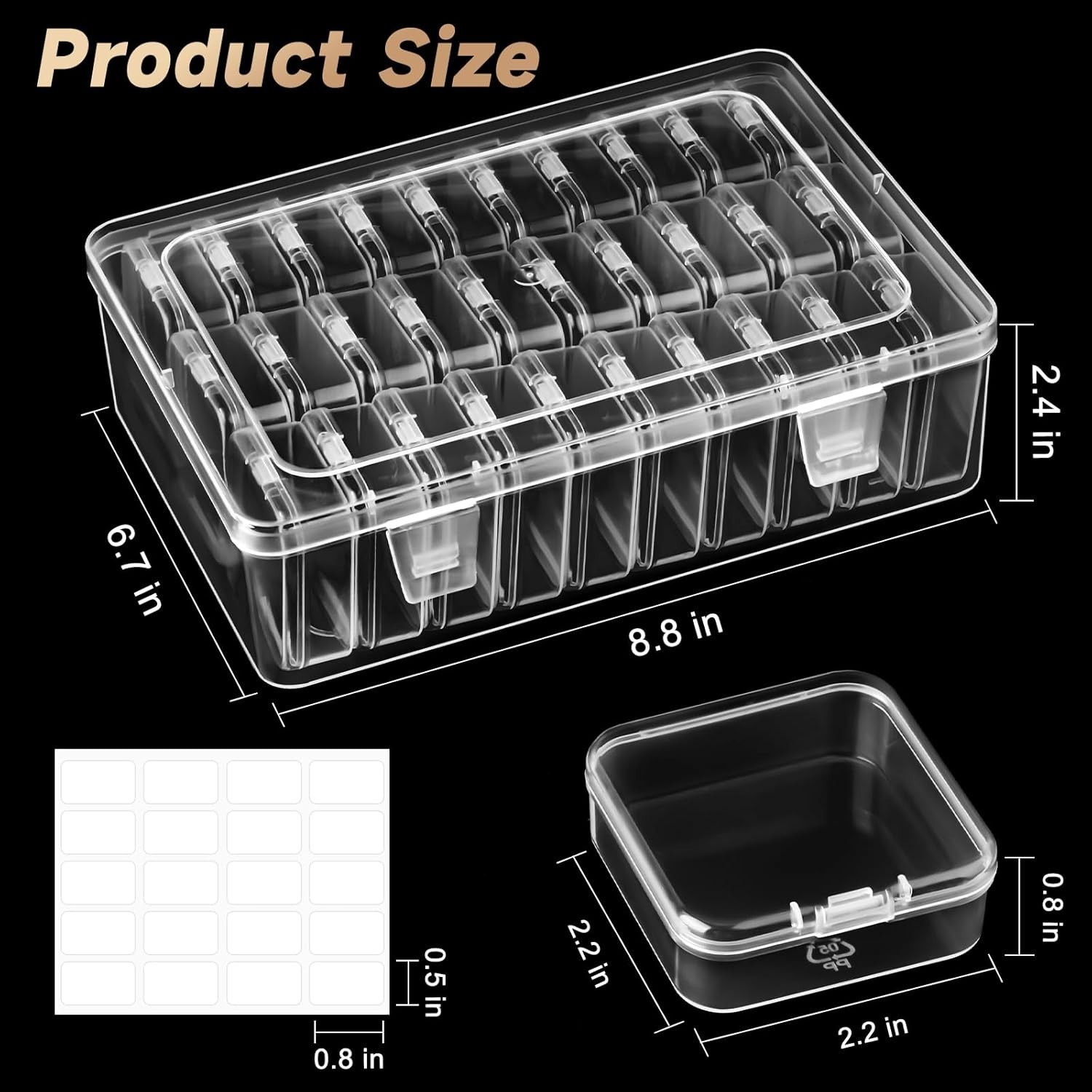 Bead Organizer Box, 31 Pcs Small Clear Plastic Bead Storage Cases, Mini Rectangl