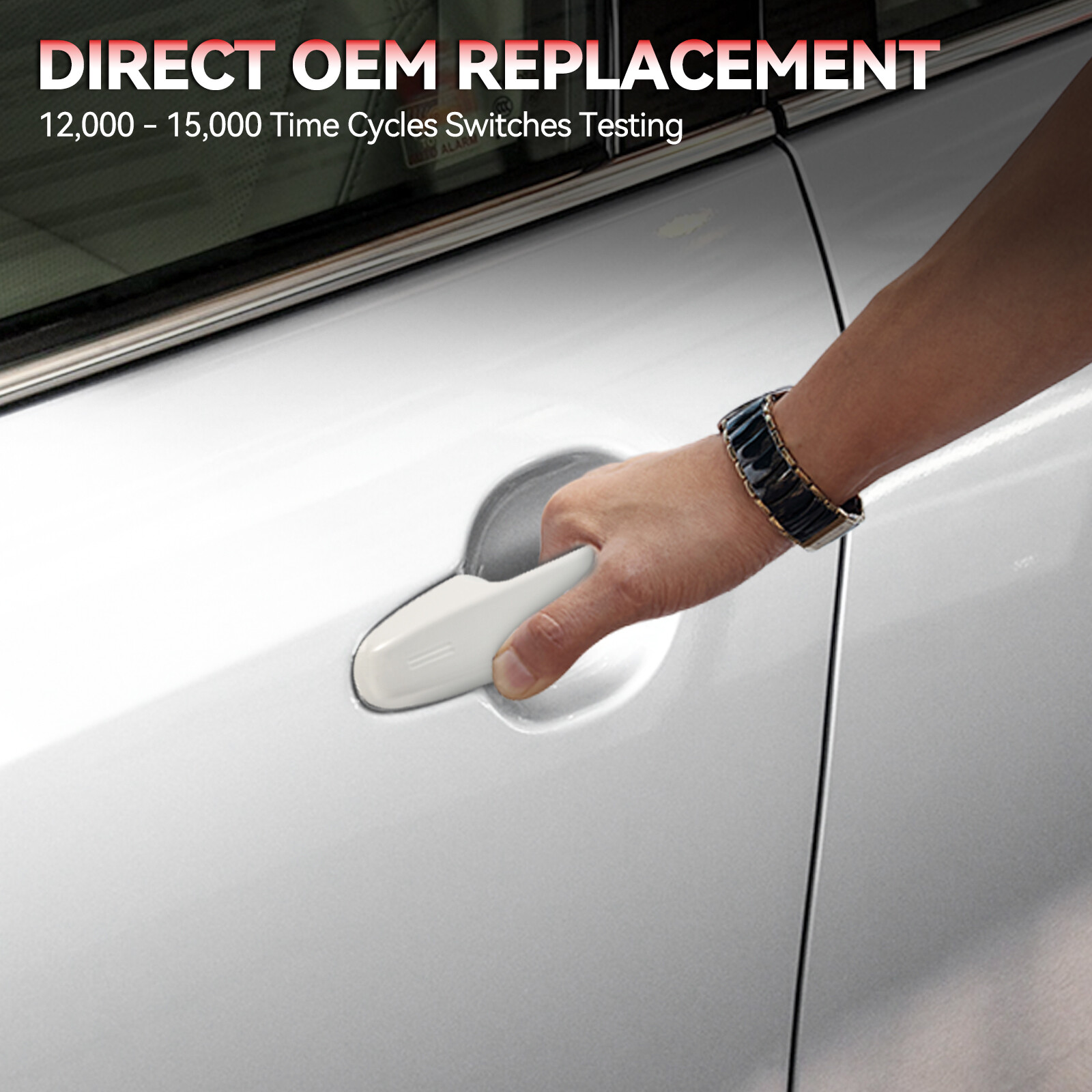 White Door Handle Outside Front Left Driver Side For Toyota Camry 2012-2017