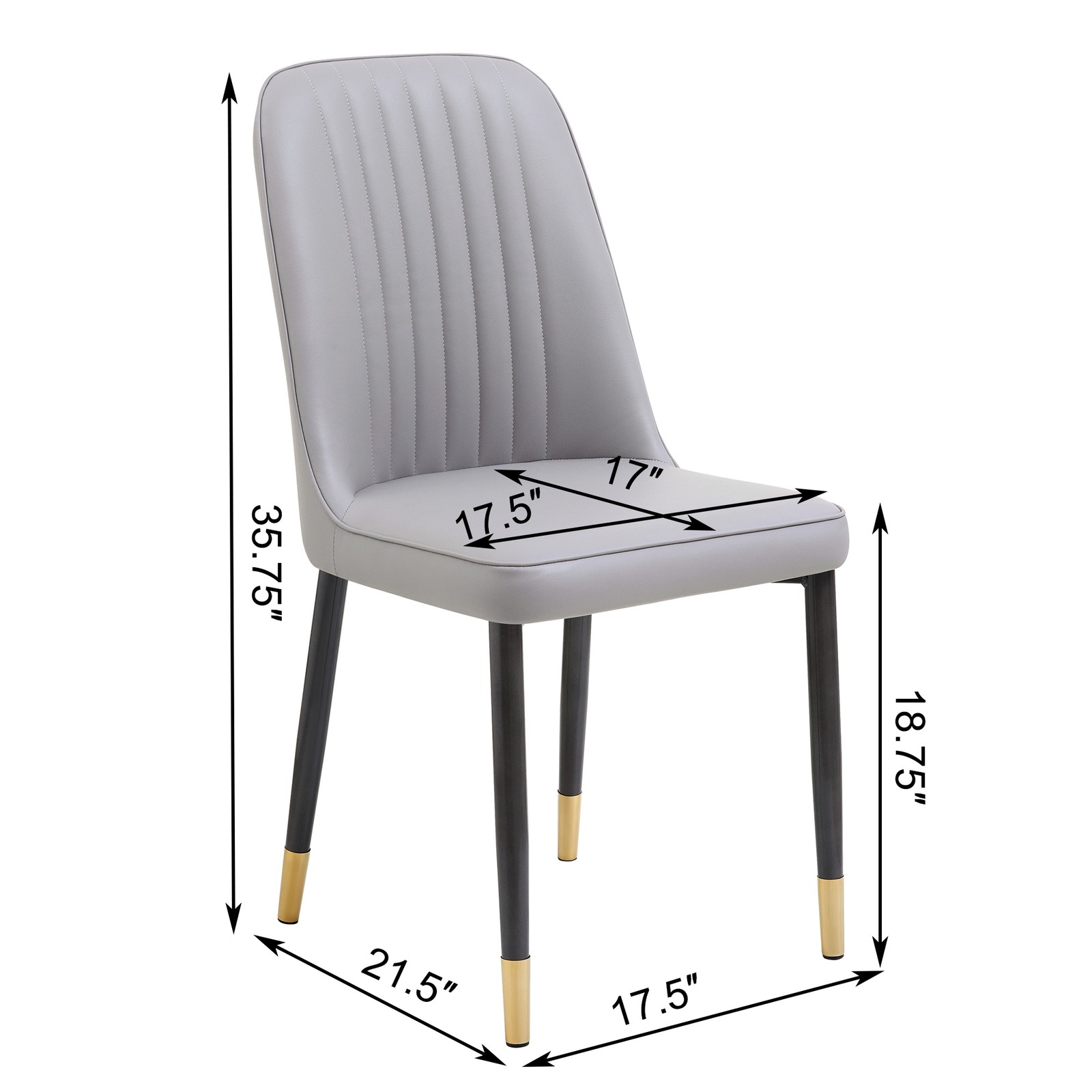Set of 2 Grey Dining Chairs with Thick Cushions: Modern Kitchen Chairs