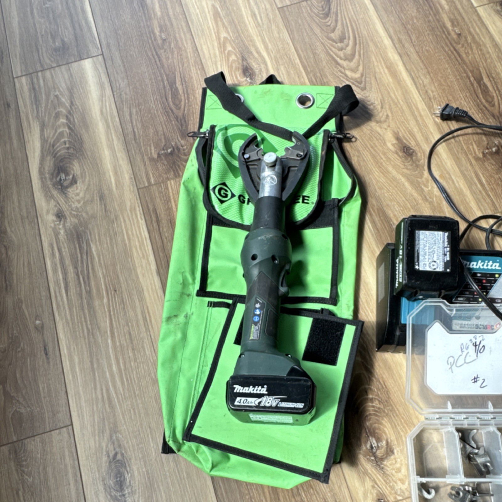 Greenlee Crimping Tool Kit with Battery, Charger, Carrying Bag, Crimping Dies