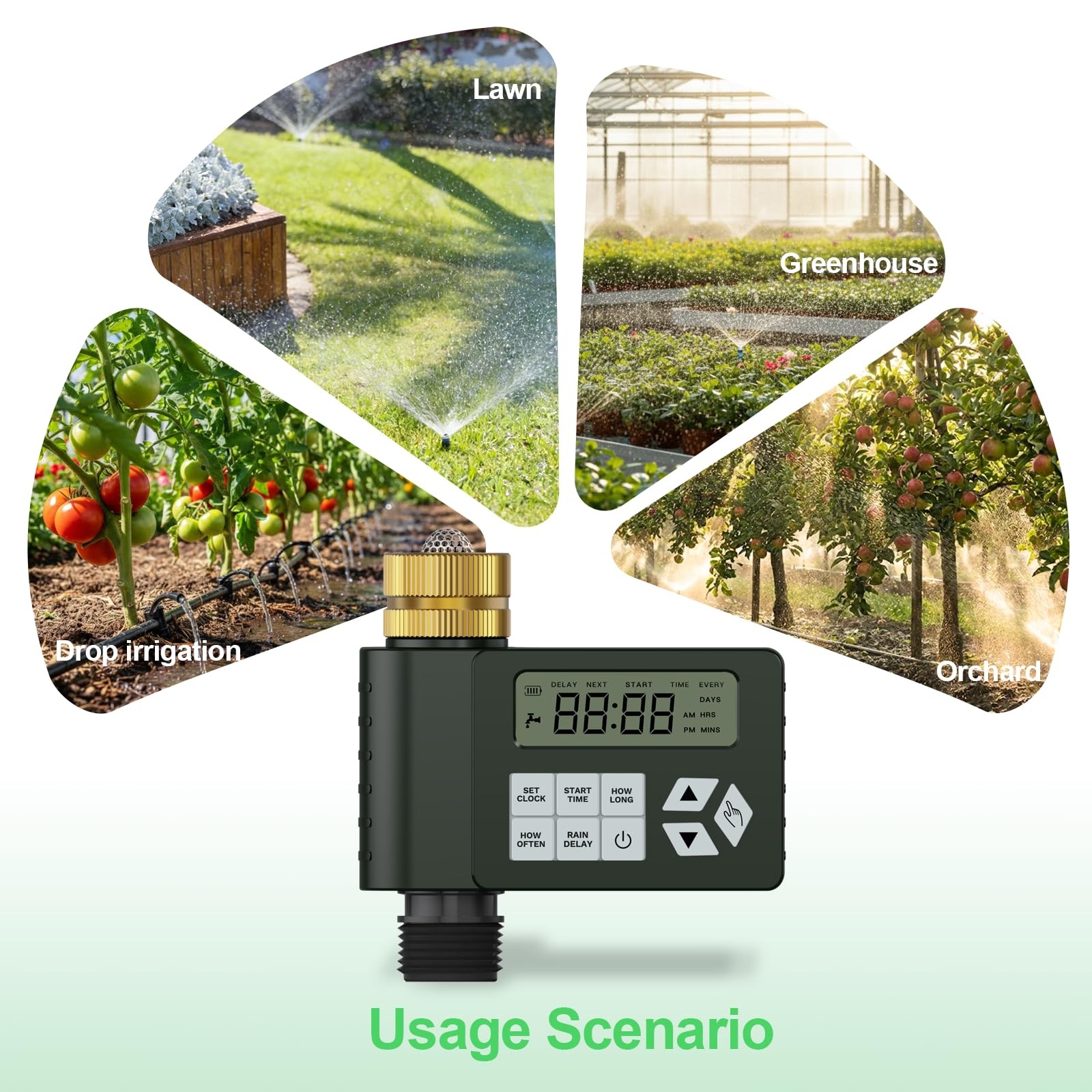 Outdoor Water Timer for Garden Hose, Programmable Sprinkler with Rain Delay,