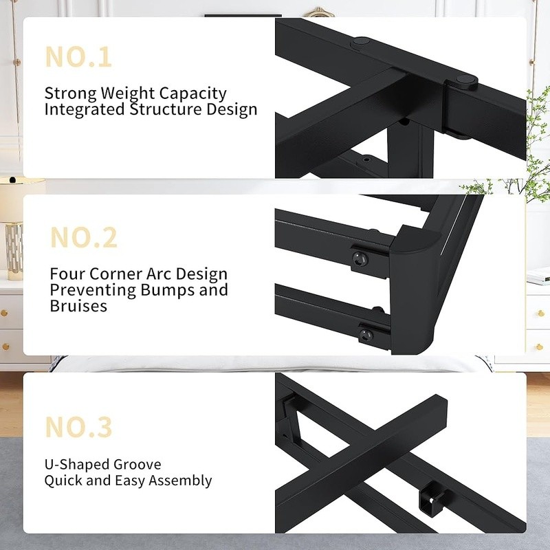 Sturdy Twin Box Spring Metal Frame Durable Support Quiet Easy Assembly 4 Inch