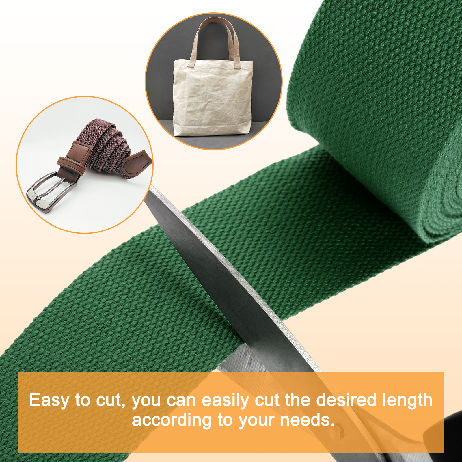 Dark Green Cotton Webbing 2" 11 Yard Polyester Cotton Webbing Strap for DIY