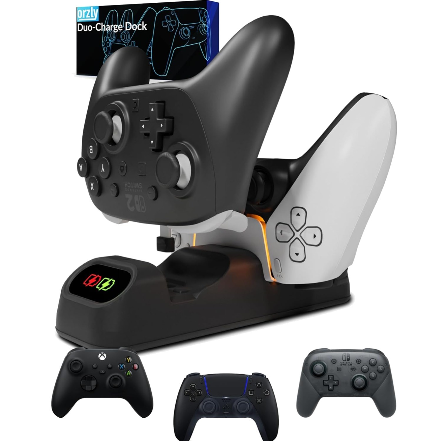 Universal USB-C Controller Charging Dock - Jet Black Duo Charger with Protection