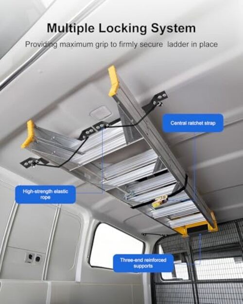 Van Interior Ladder Storage Holder, Adjustable Internal Ladder Rack Fit for