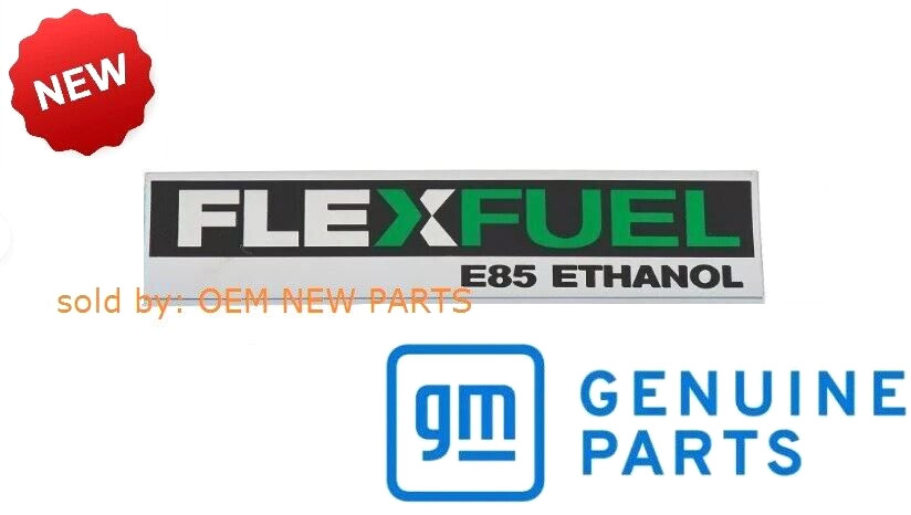 GM OEM CHROME GREEN "FLEX FUEL E85 " EMBLEM NEW 84674417