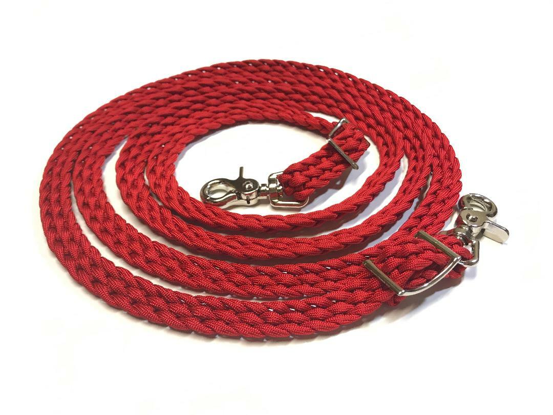 flat braided reins western paracord rein horse tack red rein