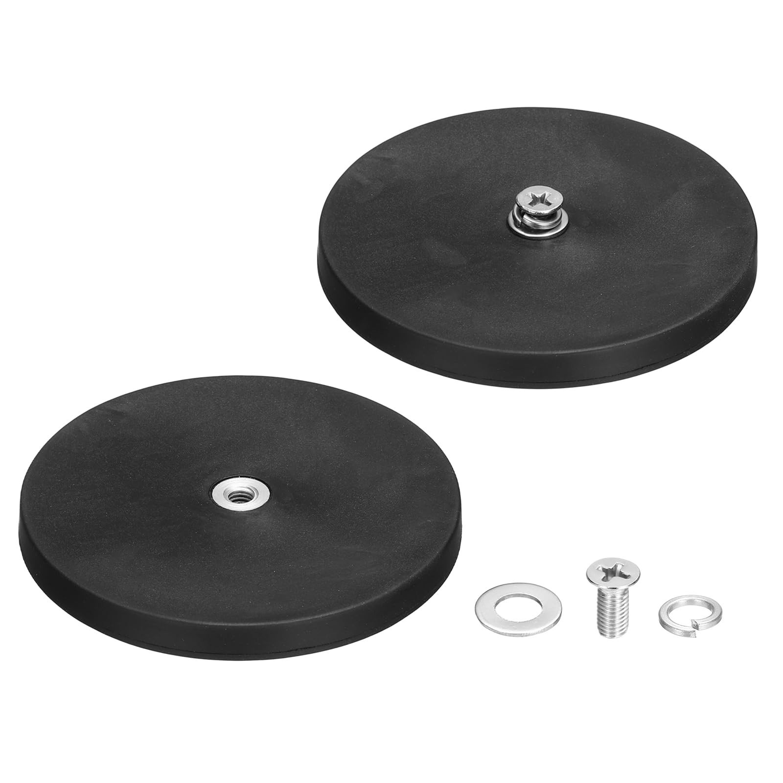 MECCANIXITY 2 Pcs 3.5" Dia Rubber Coated Magnets, 88LBS Anti-Scratch Flag Mag...