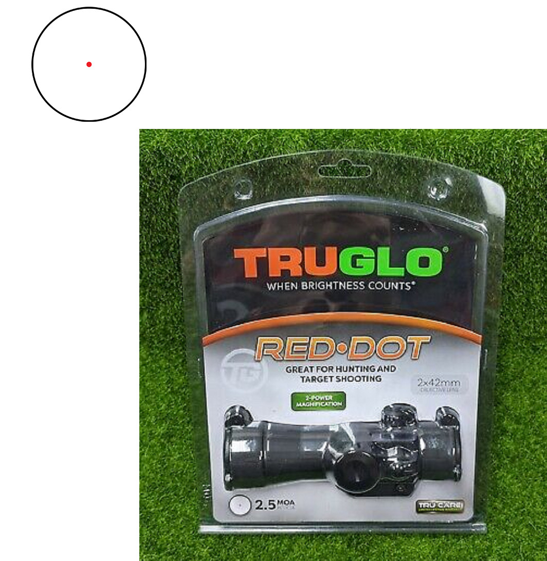 TruGlo Magnified 2X42mm 2.5 MOA Red Dot Sight Power Scope Black TG8030B2