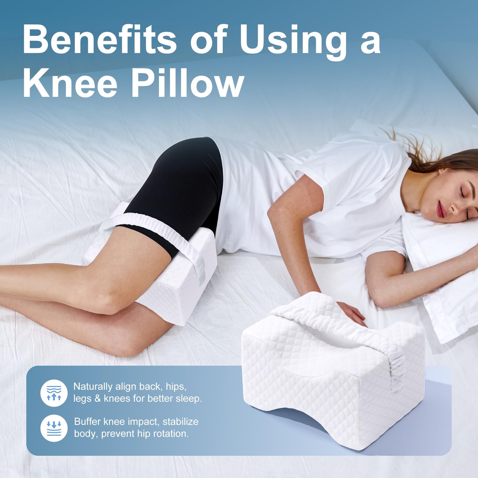 Knee Pillow Memory Foam for Side Sleepers Sciatica Pain Relief Spinal