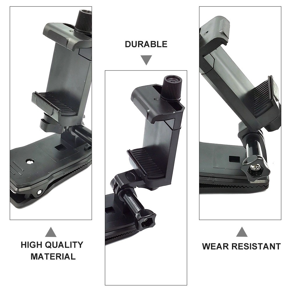 Black ABS Backpack Strap Mount for Action Camera and Cellphone Holder
