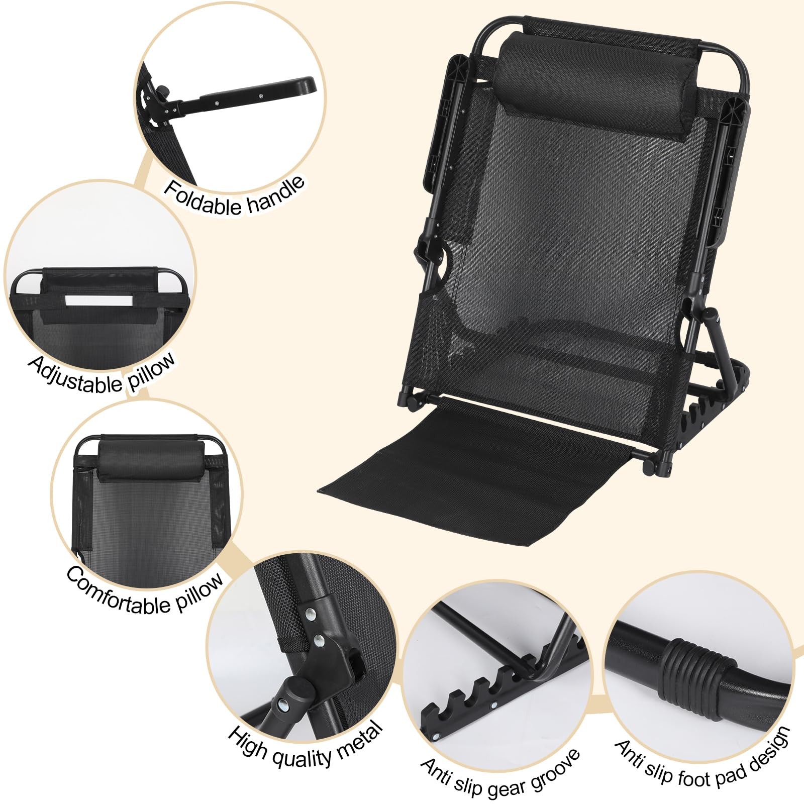 Adjustable Lifting Bed Backrest with Armrest Large Folding Bed Rest Sitting u...