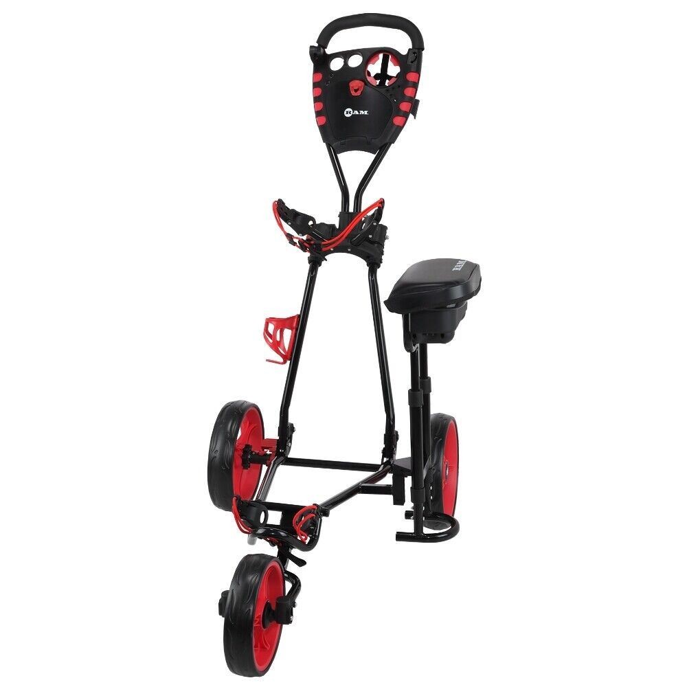 Ram Golf X-Pro Laser 3 Wheel Golf Pull Push Cart with Seat
