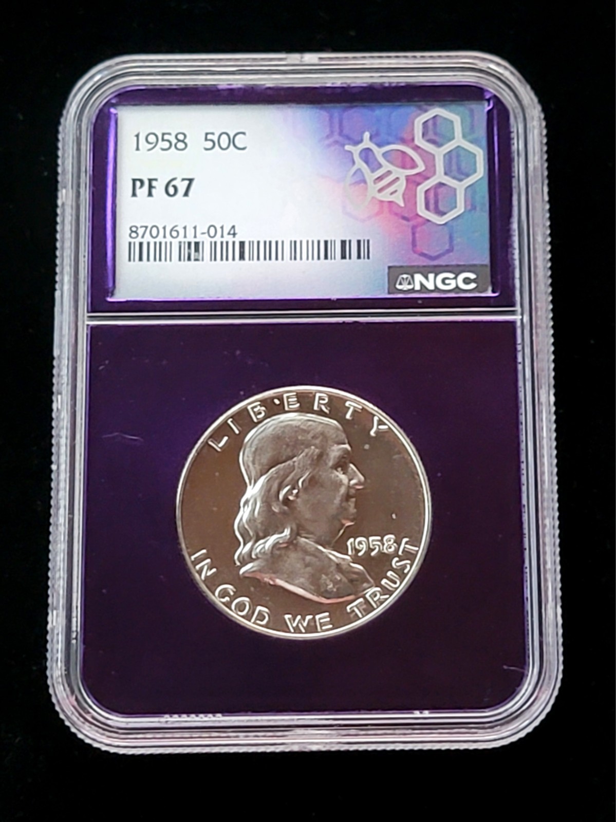 1958 Proof Franklin Half Dollar 50c NGC PF67 Purple Core Trader Bea
