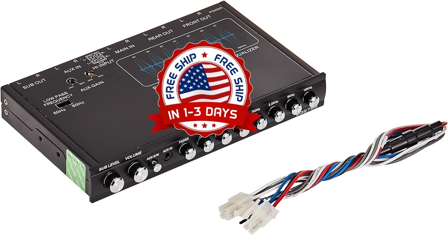 Car Ecualizador Gráfico de 7 bandas Preamplificador de audio Altavoz NUEVO 2024