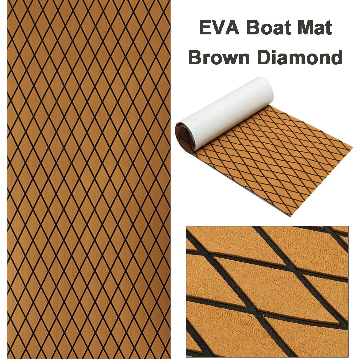 EVA Foam Boat Decking Sheet Faux Teak Deck Mat Marine Yacht Flooring Pad | Brown