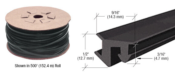 CRL 3/8" Roll-In EPDM Gasket for Sidelite Rails 100' Black