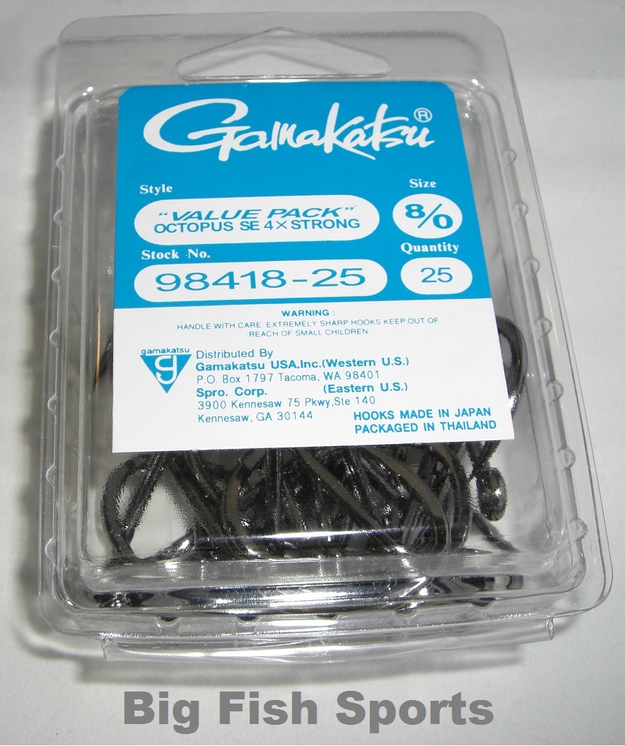 GAMAKATSU #984 4X STRONG OCTOPUS SE HOOKS Value Pack 8/0 98418-25 NEW!