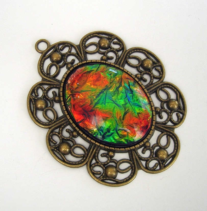 2- Antique Bronze Filigree Pendant Cabochon Settings.