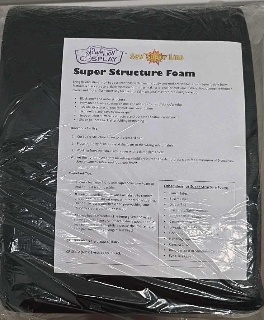 Super Structure Foam Fusible For Sewing Bags Costumes Crafts 60" x 2 Yards NEW