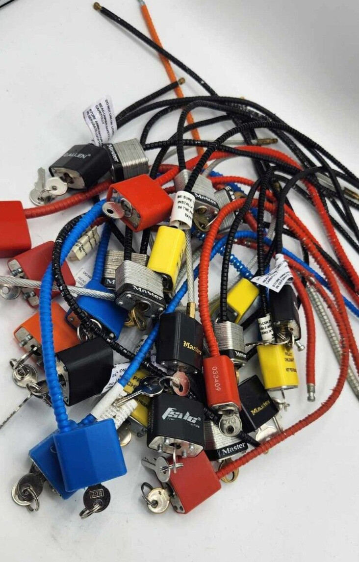 BULK LOT of 33: Firearm Cable Locks - With Keys - Mixed Brands - Safety / Range