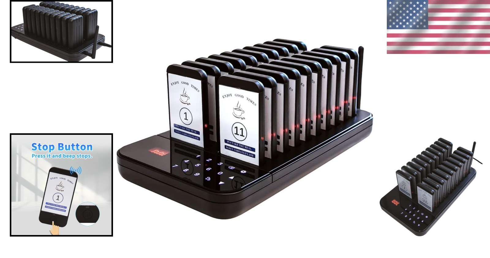 Wireless Restaurant Pager System with 20 Beepers for Efficient Guest Management