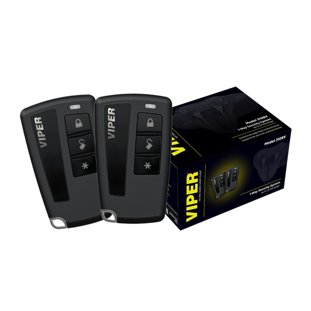 Viper 3108V 1-Way Car Security System – LCD, 4-Button Key Fob, 1/4 Mile Range